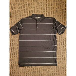 Callaway Mens Golf Polo Shirt New Opti Dri Black White Pin Stripes Logo (Large)